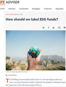 FT Adviser article - How should we label ESG funds?