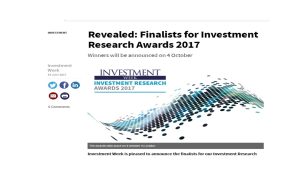 Fund EcoMarket ESG / SRI research award finalist