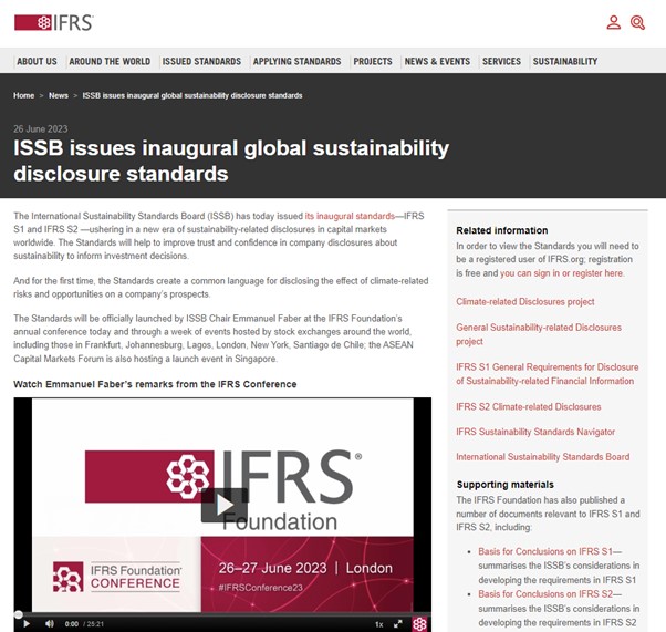 ISSB issues inaugural standard for sustainability disclosure