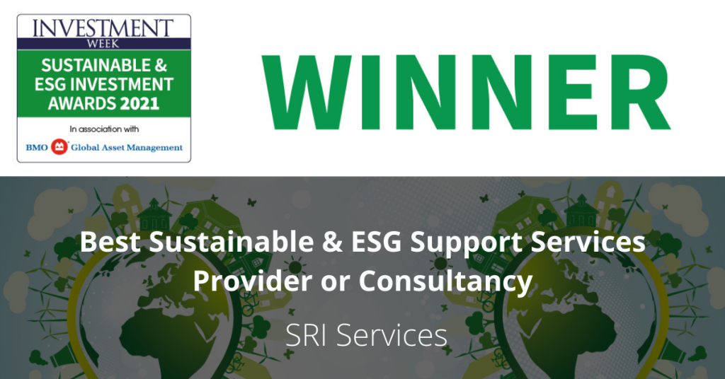 SRI Services WINS Investment Week ‘Best ESG Support Service Provider’ award